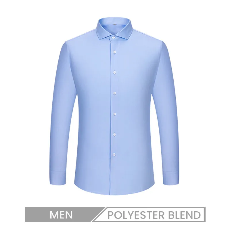 Men Windsor Collar Solid Color Long Sleeve Business Casual Bamboo Fiber White Dress Shirt Custom