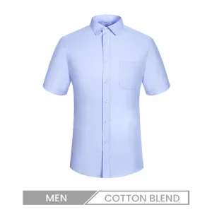 Large Size Men CVC Fabric Business Short Sleeve White Dress Shirt Custom