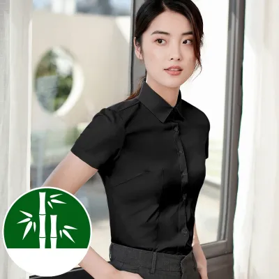 Women Long-Sleeved Business Bamboo Fiber White Dress Shirt Custom