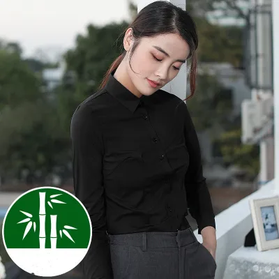 Women Long-Sleeved Business Bamboo Fiber White Dress Shirt Custom