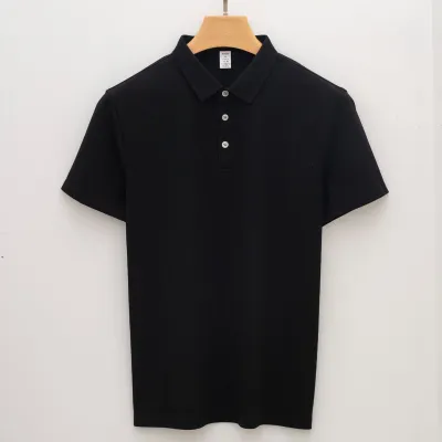 Men 205g Cotton Short-Sleeved Casual Non-Ironing Breathable Adhesive Polo Shirt Custom
