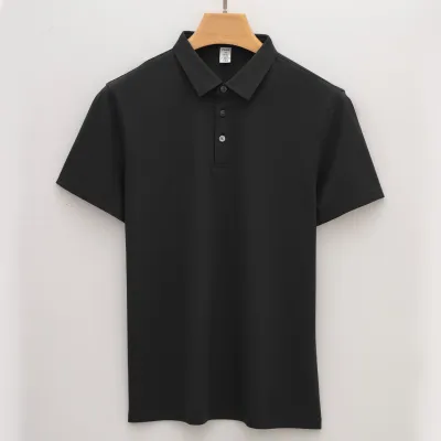 Men 205g Cotton Short-Sleeved Casual Non-Ironing Breathable Adhesive Polo Shirt Custom