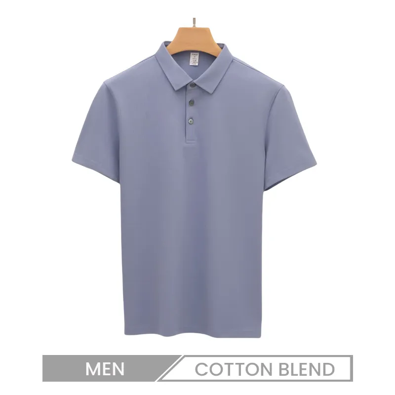 Men 205g Cotton Short-Sleeved Casual Non-Ironing Breathable Adhesive Polo Shirt Custom