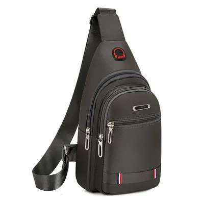 Men's Casual Canvas Chest Bag Business Commute Solid Color Oxford Cloth