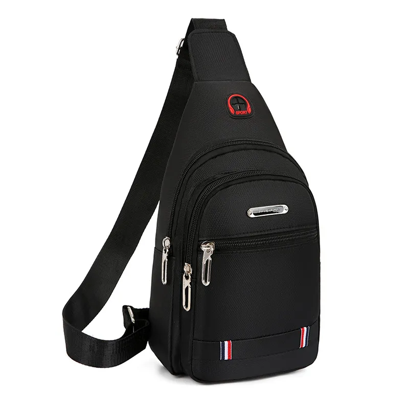 Men's Casual Canvas Chest Bag Business Commute Solid Color Oxford Cloth