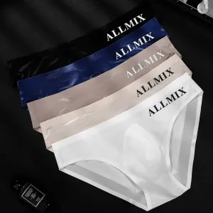 Men Summer Casual Letter Print Ice Silk Low-Waist Briefs Underwear