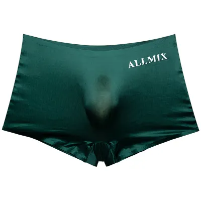 Men Casual Letter Print Ice Silk Low Waist Boxer Pants