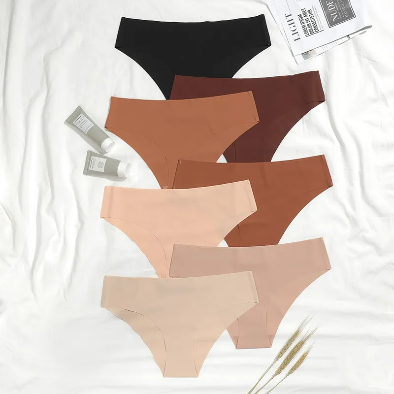 Women Ice Silk Seamless Breathable Low Waist Panties