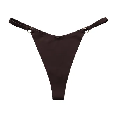 Women Sexy Low Waist Heart-Shaped Buckle Ice Silk Panties