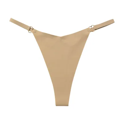 Women Sexy Low Waist Heart-Shaped Buckle Ice Silk Panties