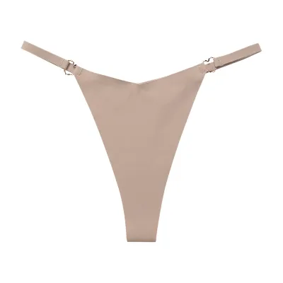 Women Sexy Low Waist Heart-Shaped Buckle Ice Silk Panties