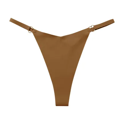 Women Sexy Low Waist Heart-Shaped Buckle Ice Silk Panties