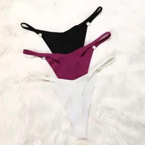 Women Sexy Low Waist Heart-Shaped Buckle Ice Silk Panties