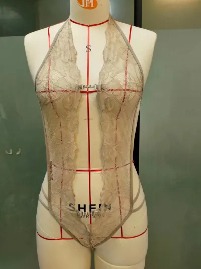 Women Fashion Sexy Deep V Backless Lace Mesh Bodysuits