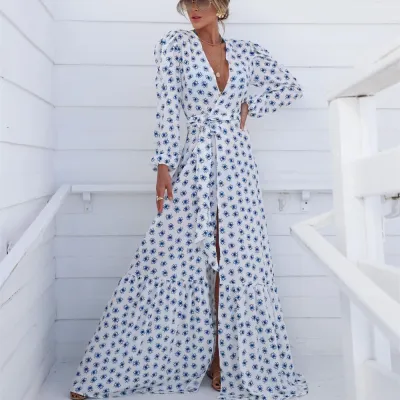 Women Fashion Sexy Evil Eye Printed Loose Bikini Swimwear Long Sleeve Cover-Up