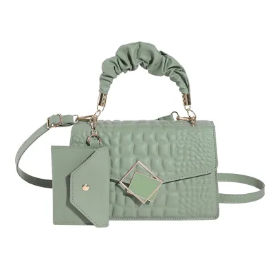 Fashion Solid Color Crocodile Embossed PU Shoulder Bag For Women