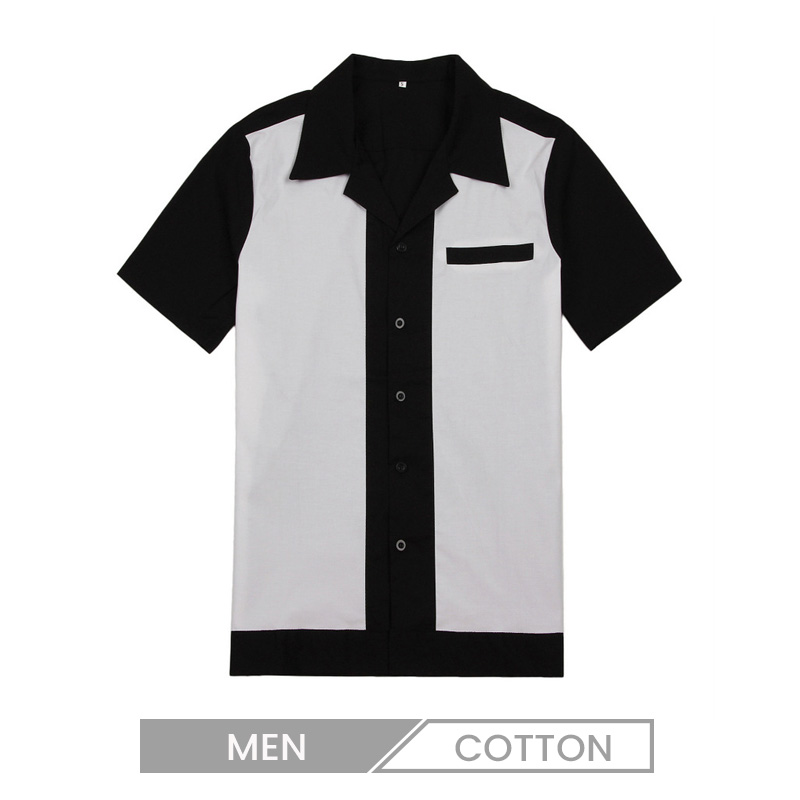 Wholesale Black White Color Block Pocket Men Cotton Rock