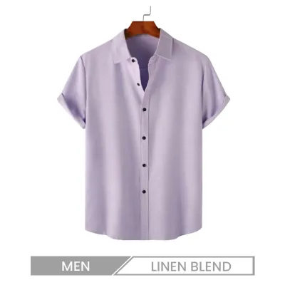 Men Fashion Casual Solid Color Short Sleeve Lapel Hawaii Shirt Custom