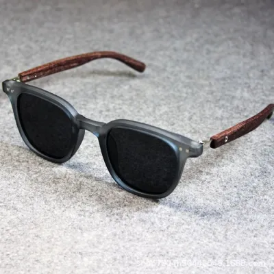 Simple Unisex Wood Grain Rice Nail Sunglasses with Metal Plastic Frame
