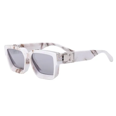 Women Fashionable Simple Square Frame Leopard-Print Nail Sunglasses