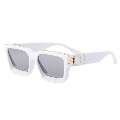 Women Fashionable Simple Square Frame Leopard-Print Nail Sunglasses