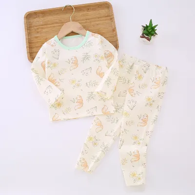 Kids Toddler Boys Girls Cartoon Long Sleeve Top and Trousers Set Cotton Lycra Casual Outfit