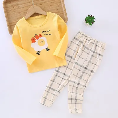 Kids Toddler Boys Girls Cartoon Long Sleeve Top and Trousers Set Cotton Lycra Casual Outfit