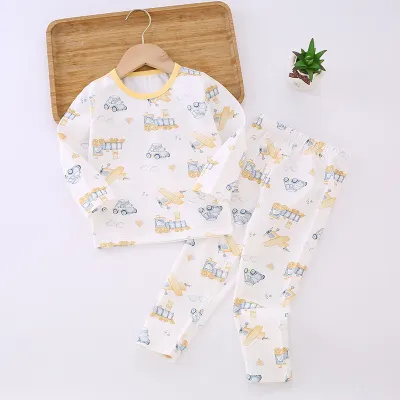 Kids Toddler Boys Girls Cartoon Long Sleeve Top and Trousers Set Cotton Lycra Casual Outfit