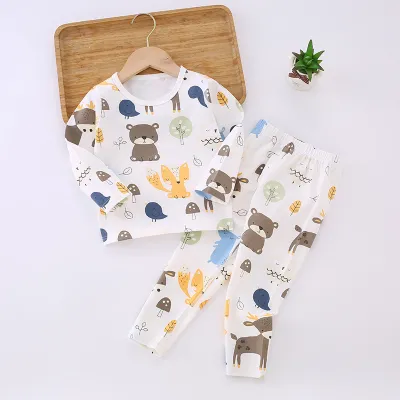 Kids Toddler Boys Girls Cartoon Long Sleeve Top and Trousers Set Cotton Lycra Casual Outfit
