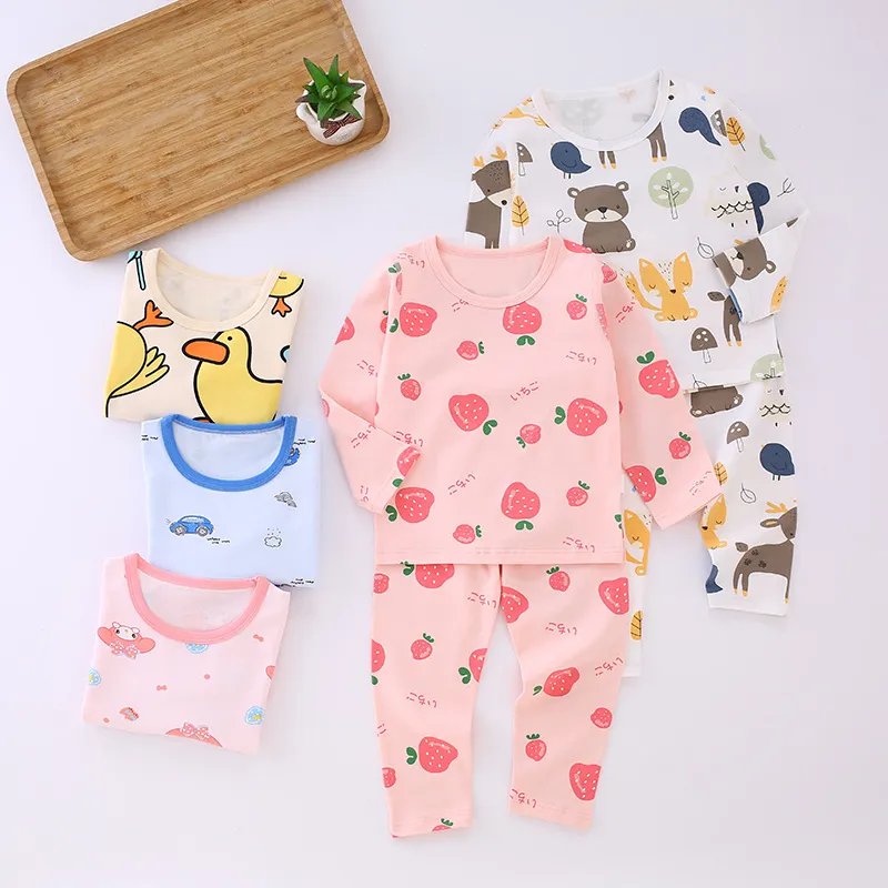 Kids Toddler Boys Girls Cartoon Long Sleeve Top and Trousers Set Cotton Lycra Casual Outfit