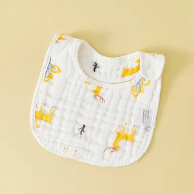 Newborn Basic Cute Cartoon Muslin Burp Cloth for Baby