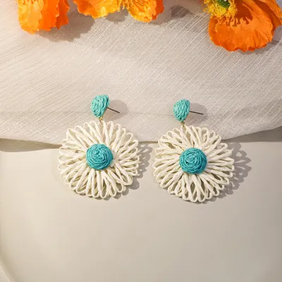 Bohemian Holiday Style Handmade Braided Floral Earrings