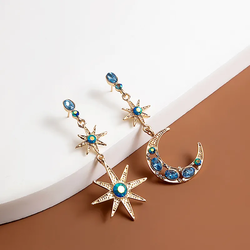 Vintage Palace Star Moon Rhinestone Earrings