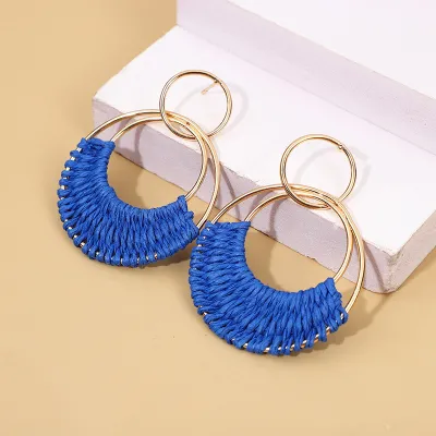 Bohemian Holiday Creative Handmade Braided Iron Geometric Earrings