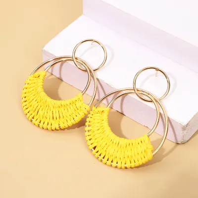 Bohemian Holiday Creative Handmade Braided Iron Geometric Earrings