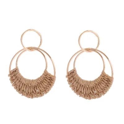 Bohemian Holiday Creative Handmade Braided Iron Geometric Earrings