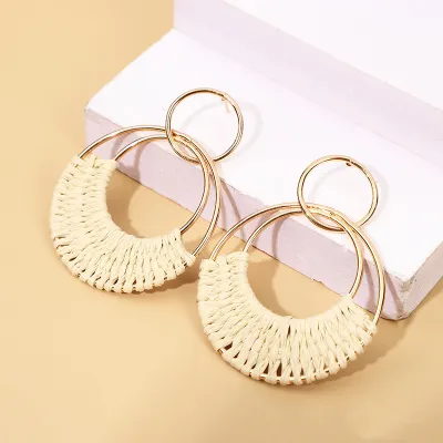 Bohemian Holiday Creative Handmade Braided Iron Geometric Earrings