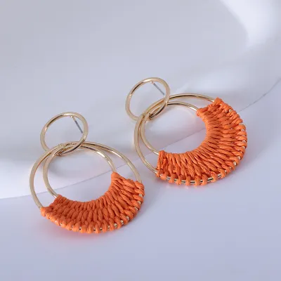 Bohemian Holiday Creative Handmade Braided Iron Geometric Earrings