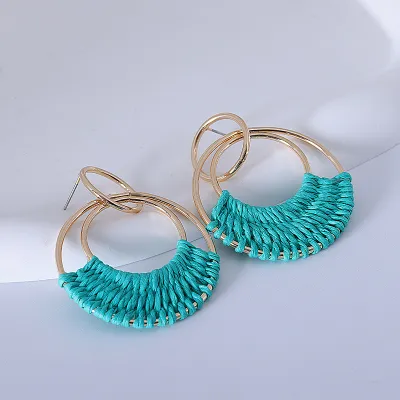 Bohemian Holiday Creative Handmade Braided Iron Geometric Earrings