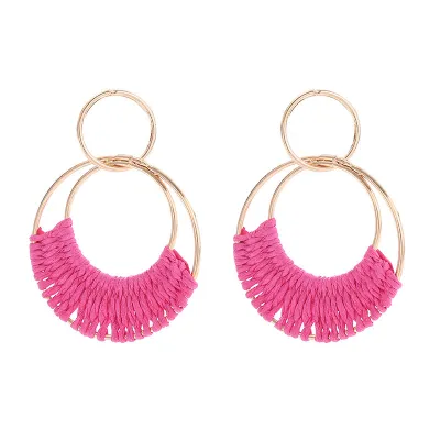 Bohemian Holiday Creative Handmade Braided Iron Geometric Earrings