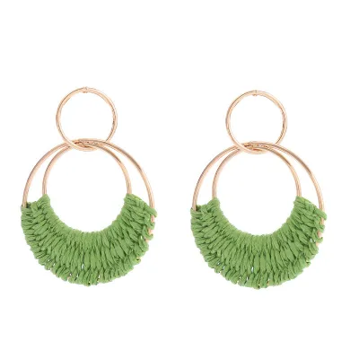 Bohemian Holiday Creative Handmade Braided Iron Geometric Earrings