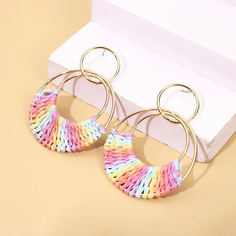 Bohemian Holiday Creative Handmade Braided Iron Geometric Earrings