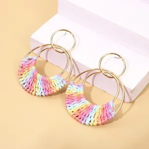 Bohemian Holiday Creative Handmade Braided Iron Geometric Earrings