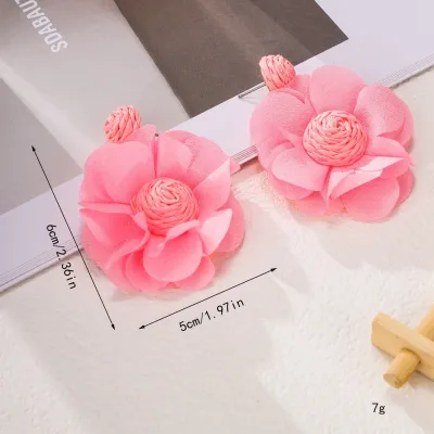 Women Fashion Multicolor Floral Iron Raffia Earrings