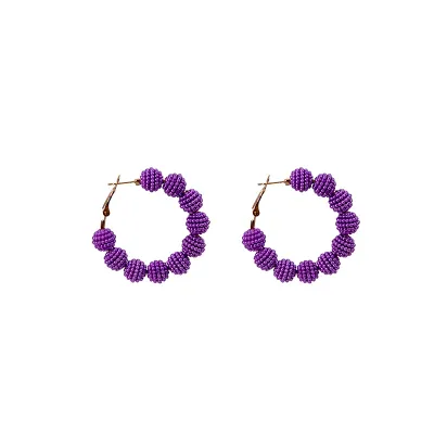 Personalized Fashion Candy Color Beaded Circle Earrings