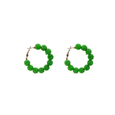 Personalized Fashion Candy Color Beaded Circle Earrings