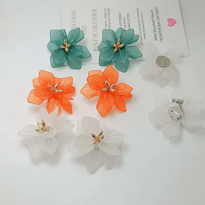 Exaggerated Acrylic Fashion Solid Color Floral Earrings
