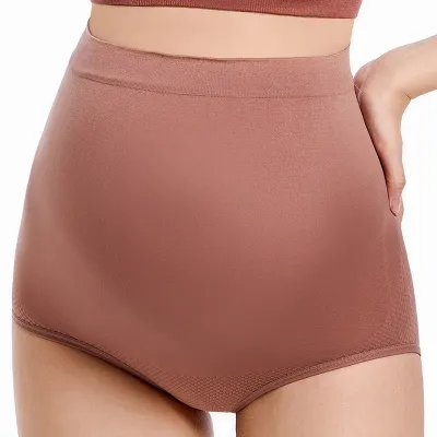 Pregnant Women Simple Solid Color High Waist Traceless Underwear