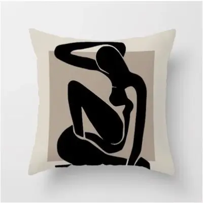 Simple Geometric Striped Linen Printed Home Sofa Cushion Cover