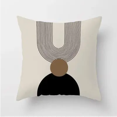 Simple Geometric Striped Linen Printed Home Sofa Cushion Cover